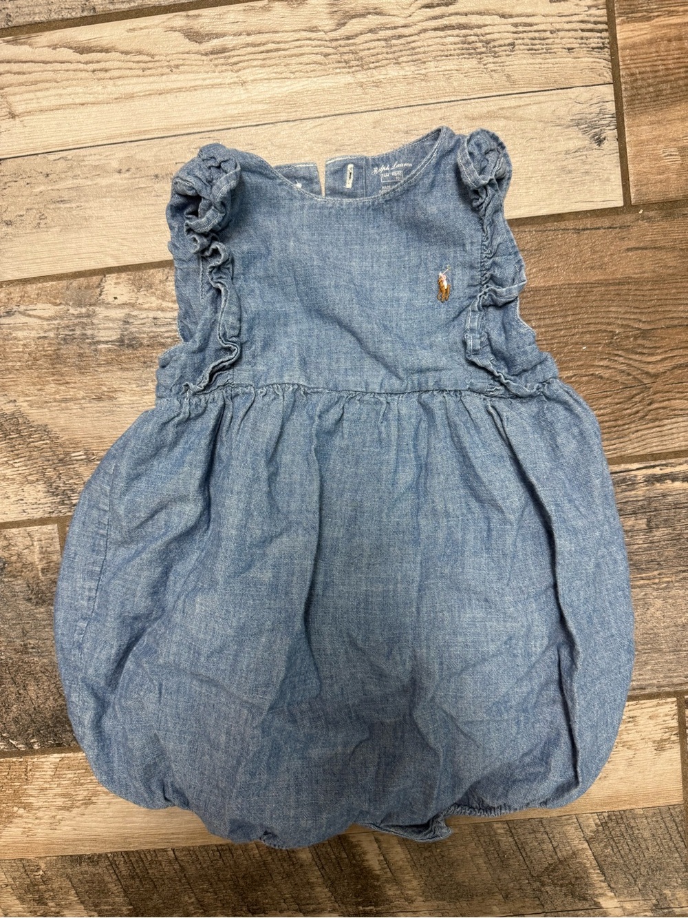 Ralph Lauren Light Blue Chambray Baby Romper